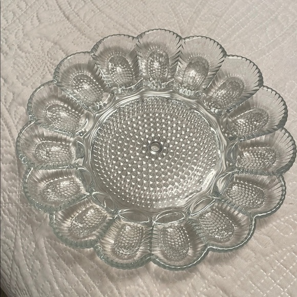 Clear Glass Devils Egg Plate Holder - Picture 1 of 6